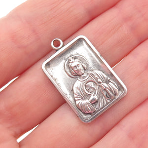 Atelier 925 Sterling Silver Antique Art Deco St. Jude Religious Charm Pendant