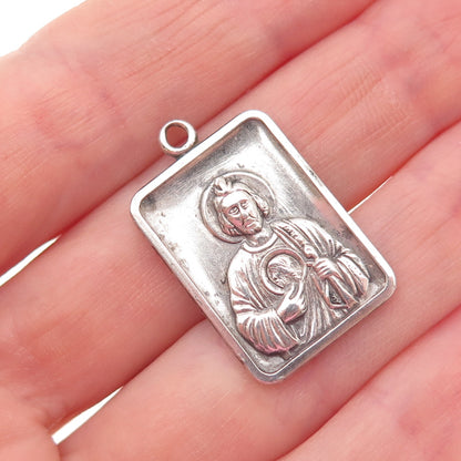 Atelier 925 Sterling Silver Antique Art Deco St. Jude Religious Charm Pendant