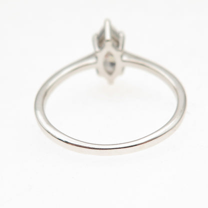 925 Sterling Silver Vintage Marquise-Cut C Z Engagement Ring Size 9