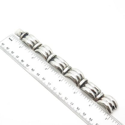 925 Sterling Silver Vintage TILO Mexico Puffy Waves Panel Link Bracelet 6.5"