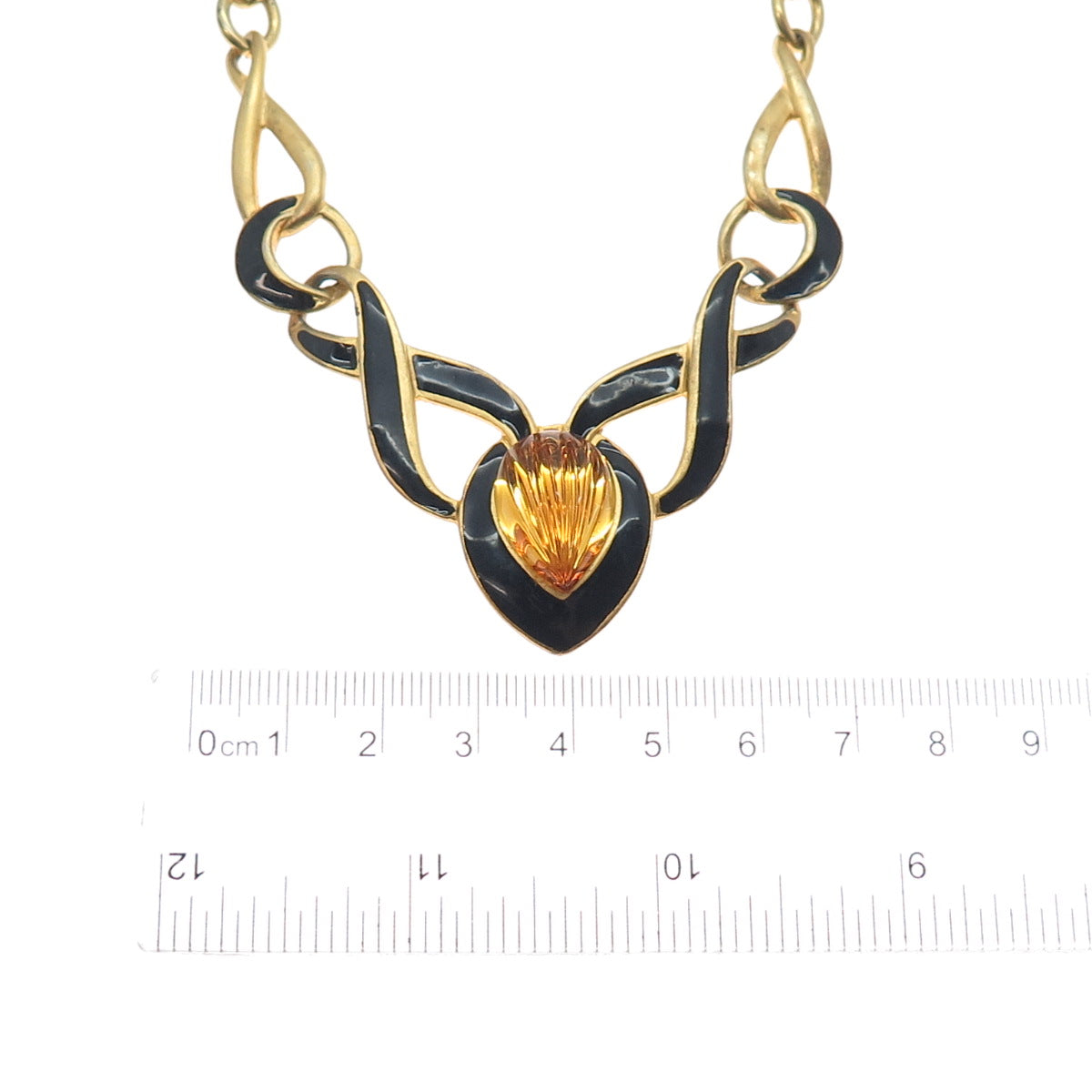 TRIFARI Gold Plated Vintage Enamel & Glass Infinity Cable Chain Necklace 18"