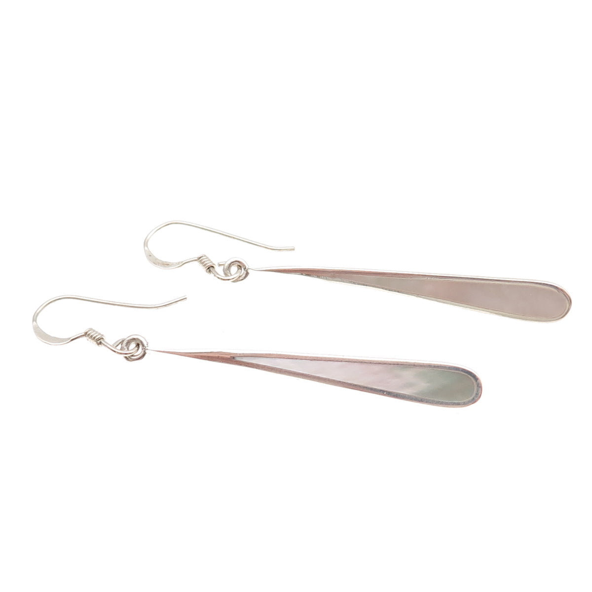 925 Sterling Silver Vintage Real MOP Teardrop Dangle Earrings