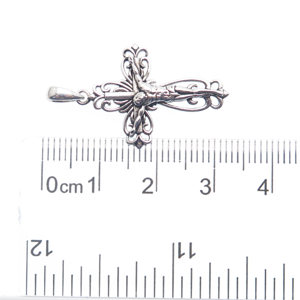 REGINA LANE 925 Sterling Silver Ornate Crucifix Cross Religious Pendant