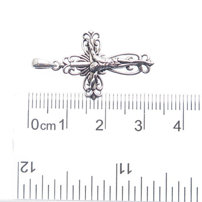 REGINA LANE 925 Sterling Silver Ornate Crucifix Cross Religious Pendant
