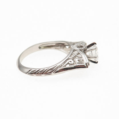 925 Sterling Silver Round-Cut C Z Engagement Ring Size 7.75