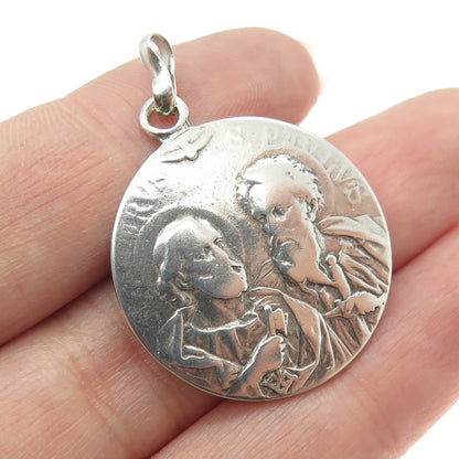 900 Silver Antique Art Deco Pope Pius X Saint Peter and Saint Paul Medal Pendant