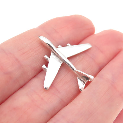 925 Sterling Silver Vintage Airplane Tie Tack / Lapel Pin