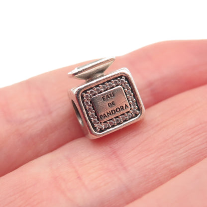PANDORA 925 Sterling Silver C Z Signature Scent Perfume Bottle Slide Bead Charm