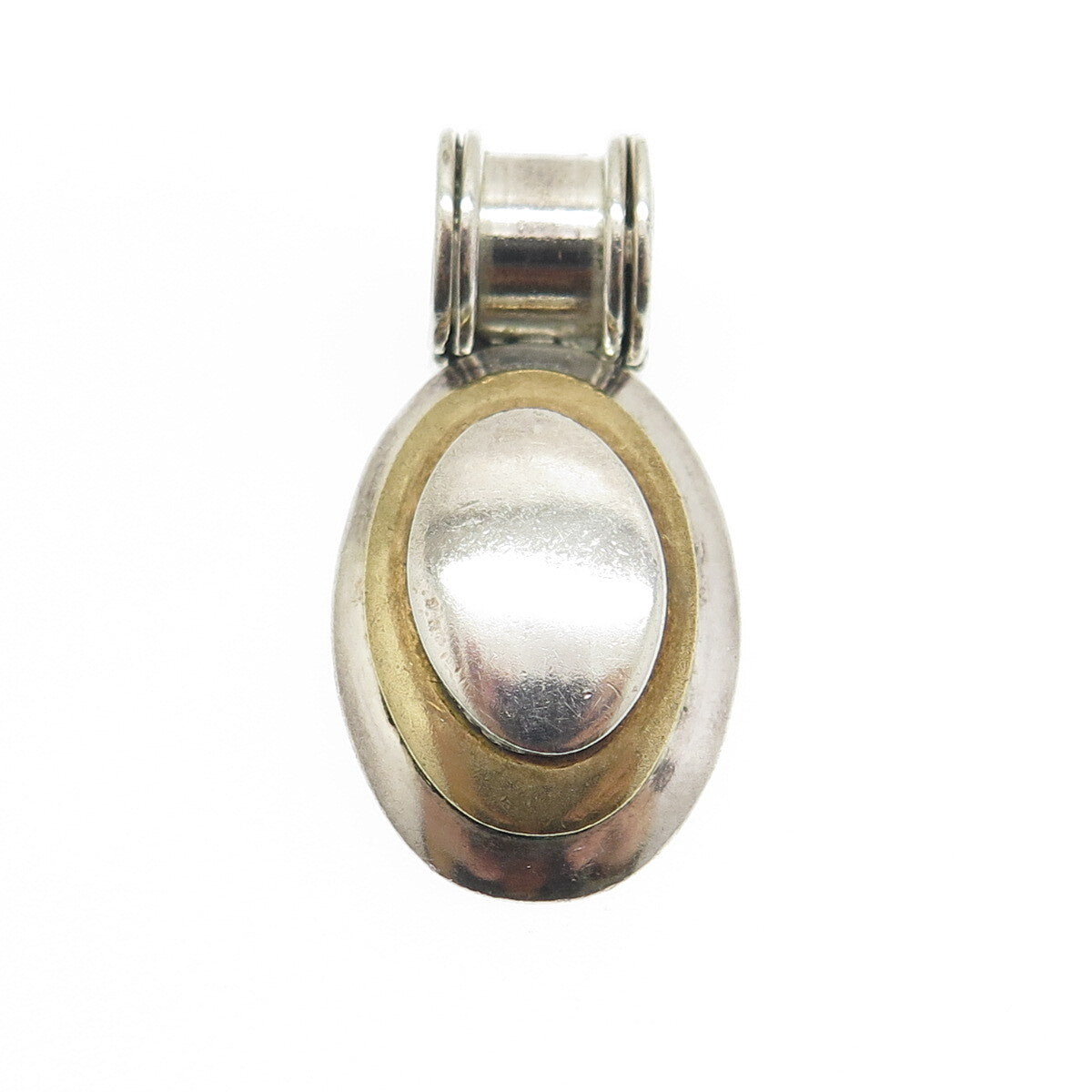 925 Sterling Silver 2-Tone Vintage Mexico Letter "O" Modernist Pendant
