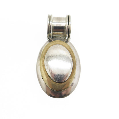 925 Sterling Silver 2-Tone Vintage Mexico Letter "O" Modernist Pendant