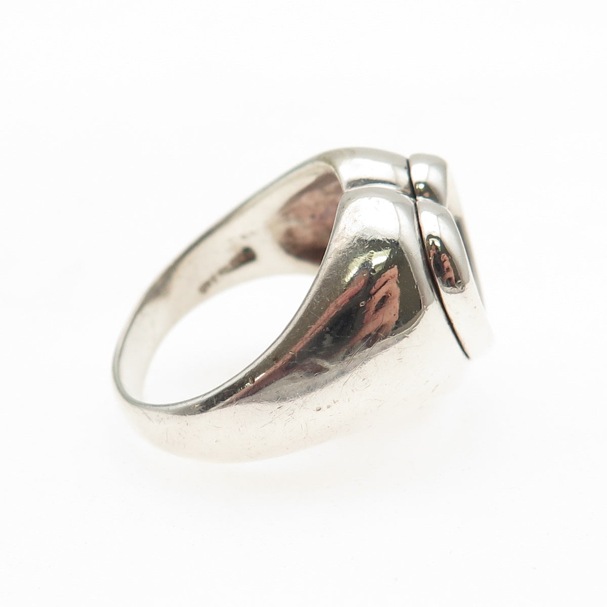 925 Sterling Silver Vintage Heart-Cut C Z Modernist Ring Size 7.25