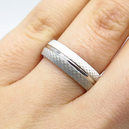 925 Sterling Silver Textured Band Ring Size 5.75