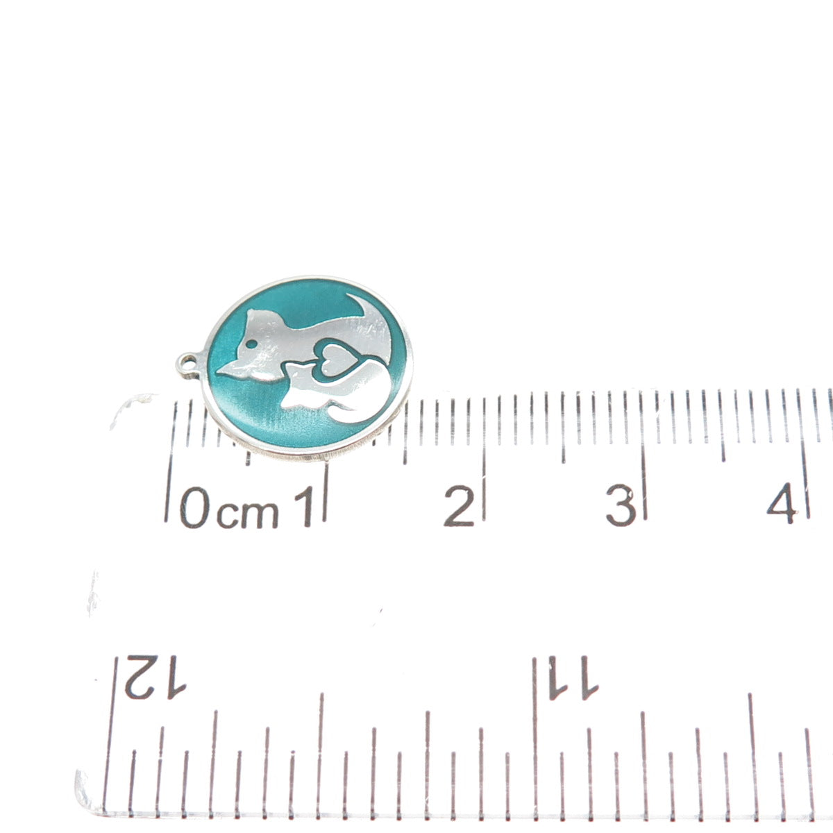 925 Sterling Silver Turquoise Enamel Cat Dog Friendship Minimalist Charm Pendant