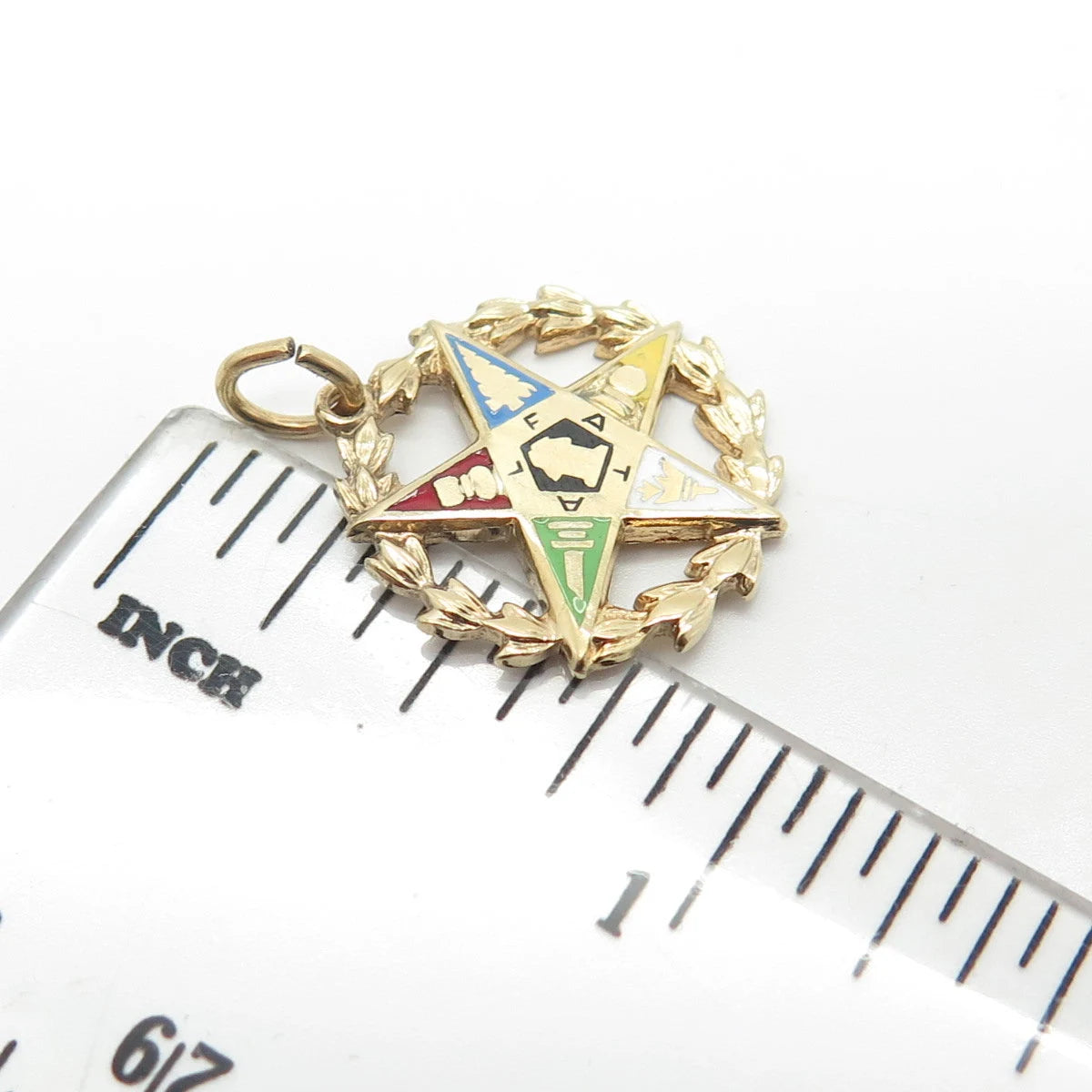 925 Sterling Silver Gold Plated Vintage Griffith & Sons Co Enamel Wreath Pendant
