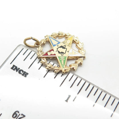 925 Sterling Silver Gold Plated Vintage Griffith & Sons Co Enamel Wreath Pendant
