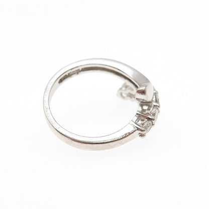 925 Sterling Silver Round-Cut C Z Bypass Ring Size 5