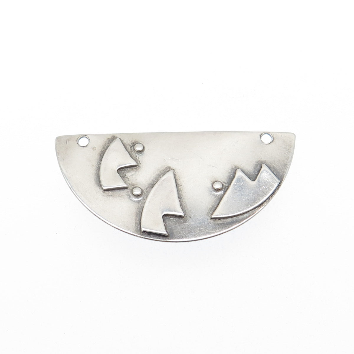925 Sterling Silver Vintage Modernist Pin Brooch / Centerpiece Pendant
