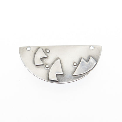 925 Sterling Silver Vintage Modernist Pin Brooch / Centerpiece Pendant