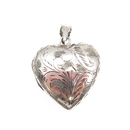 Charles Winston 925 Sterling Silver Vintage Engraved Heart Locket Charm Pendant