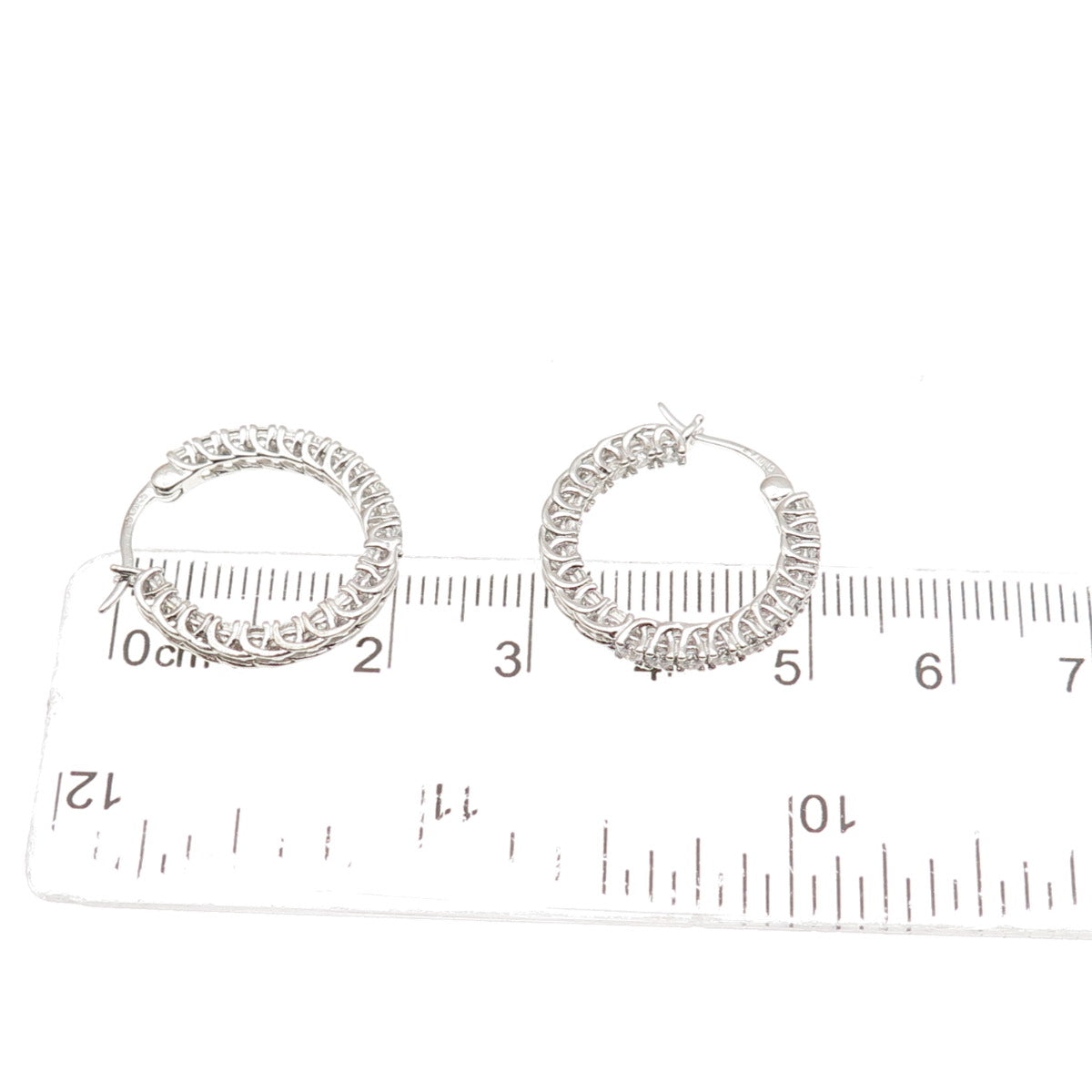 JCL Colleen Lopez 925 Sterling Silver Round-Cut C Z In & Out Hoop Earrings