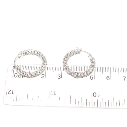 JCL Colleen Lopez 925 Sterling Silver Round-Cut C Z In & Out Hoop Earrings