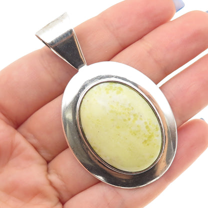 Jay King Desert Rose 925 Sterling Silver Vintage Real Yellow Turquoise Pendant