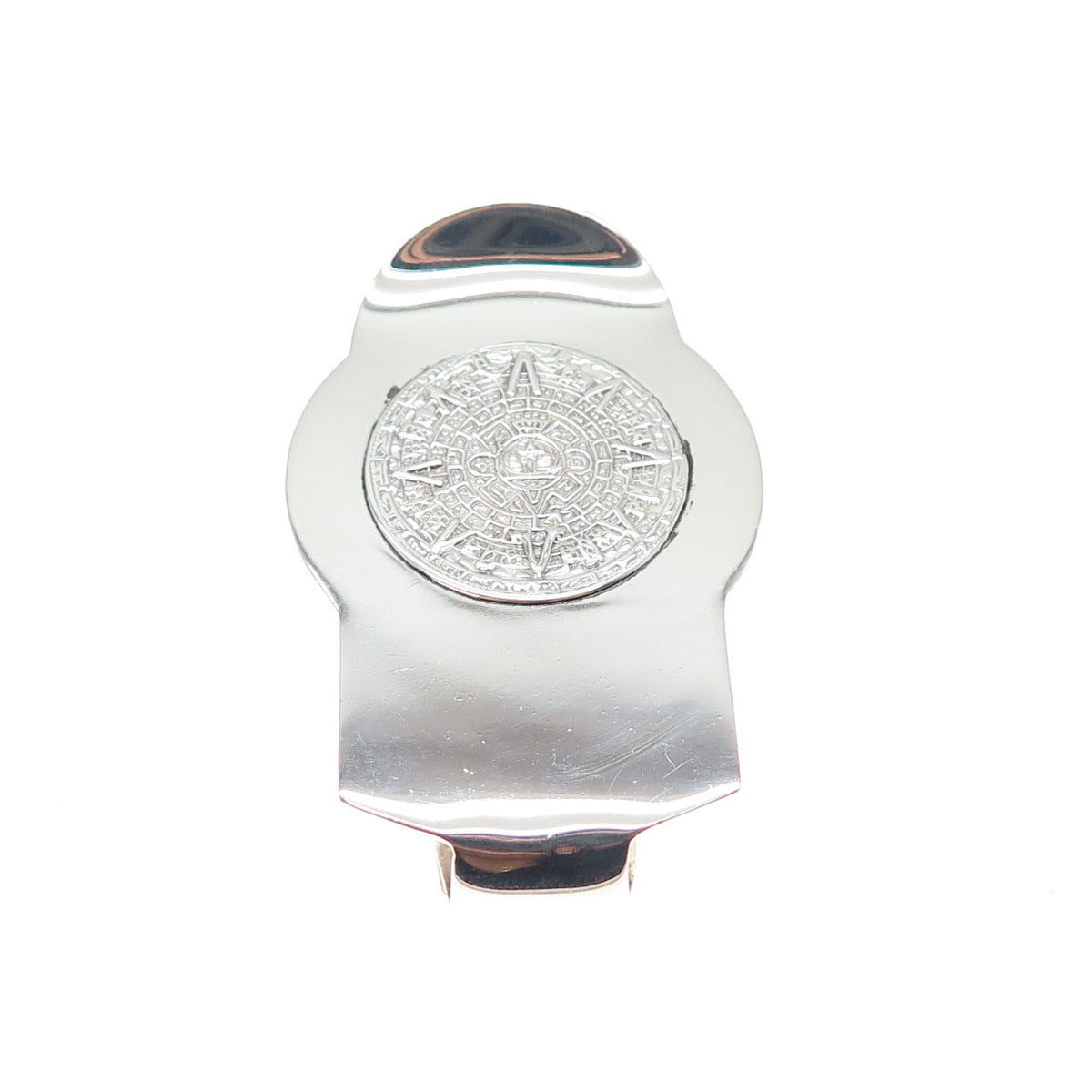 925 Sterling Silver Vintage Mexico Mayan Calendar Money Clip