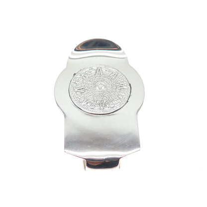 925 Sterling Silver Vintage Mexico Mayan Calendar Money Clip