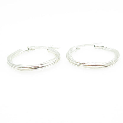 HAN 925 Sterling Silver Ribbed Textured Hoop Earrings