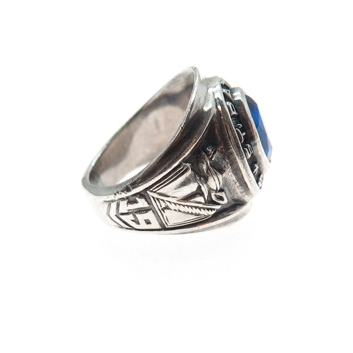 925 Sterling Vintage 1972 Lab-Created Sapphire St. Patrick School Ring Size 6