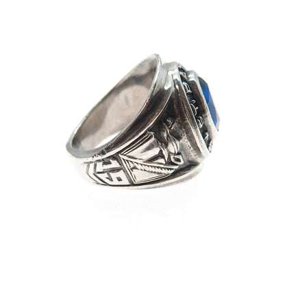 925 Sterling Vintage 1972 Lab-Created Sapphire St. Patrick School Ring Size 6
