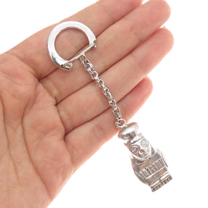 925 Sterling Silver Vintage Peruvian Tribal Goddess Key Fob Chain