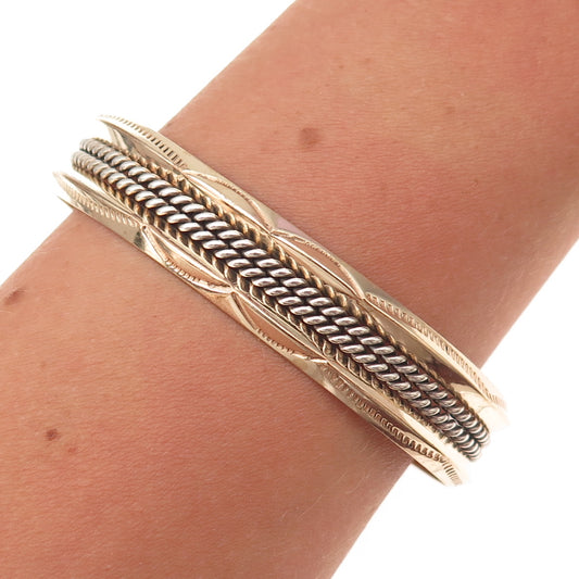 Verna Tahe Navajo Old Pawn Sterling Silver 1/20 12K GF Adjustable Bracelet 6"