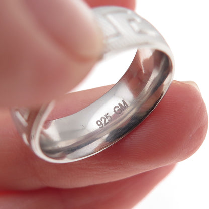 925 Sterling Silver Greek Key Band Ring Size 6.25