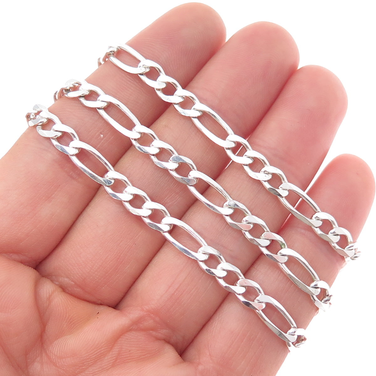 925 Sterling Silver Vintage Italy Figaro Chain Necklace 20"