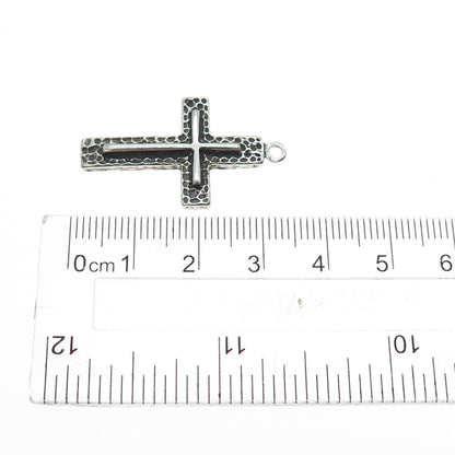 925 Sterling Silver Vintage Cross Oxidized Charm Pendant