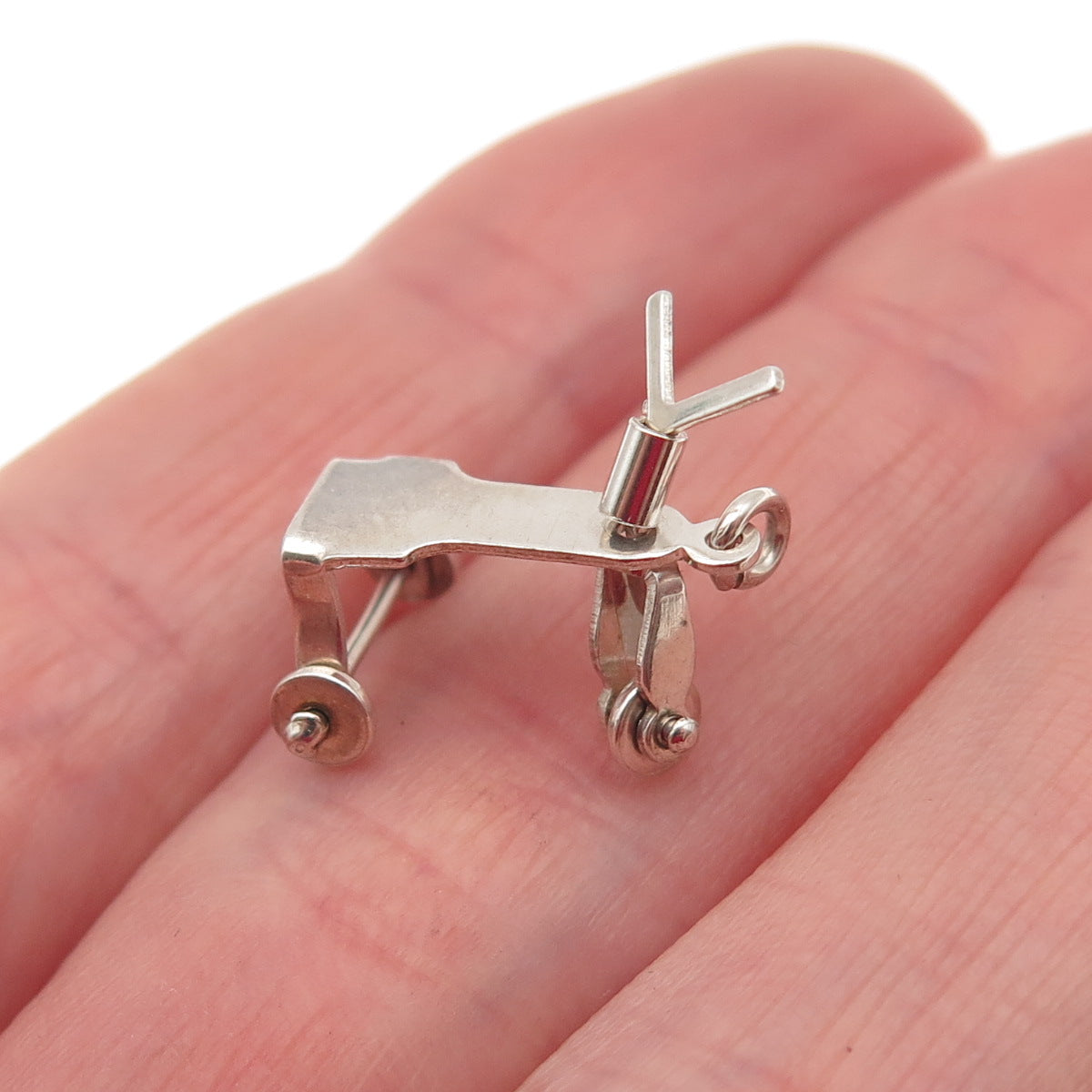 925 Sterling Silver Antique Art Deco Trike Riding Toy Movable 3D Mini Pendant