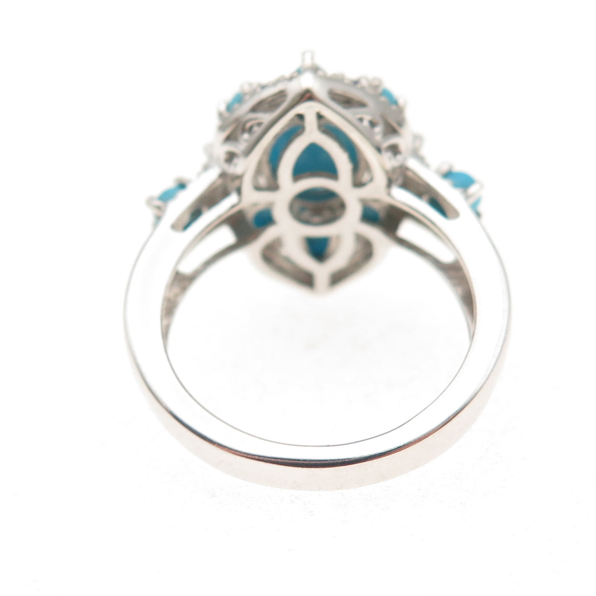Chuck Clemency 925 Sterling Silver Real Turquoise & Tanzanite Floral Ring Size 8