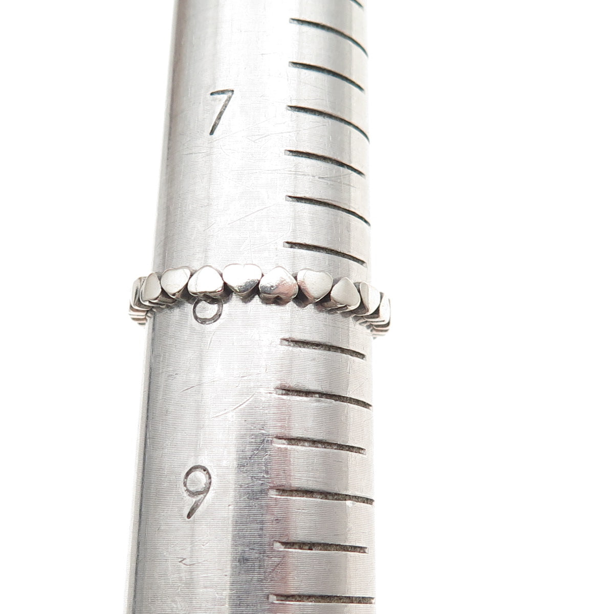925 Sterling Silver Vintage Heart All Around Oxidized Band Ring Size 8