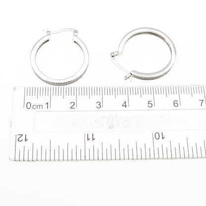 925 Sterling Silver Round-Cut C Z All Around Hoop Earrings