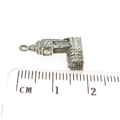 925 Sterling Silver Vintage Big Ben Tower 3D Charm Pendant