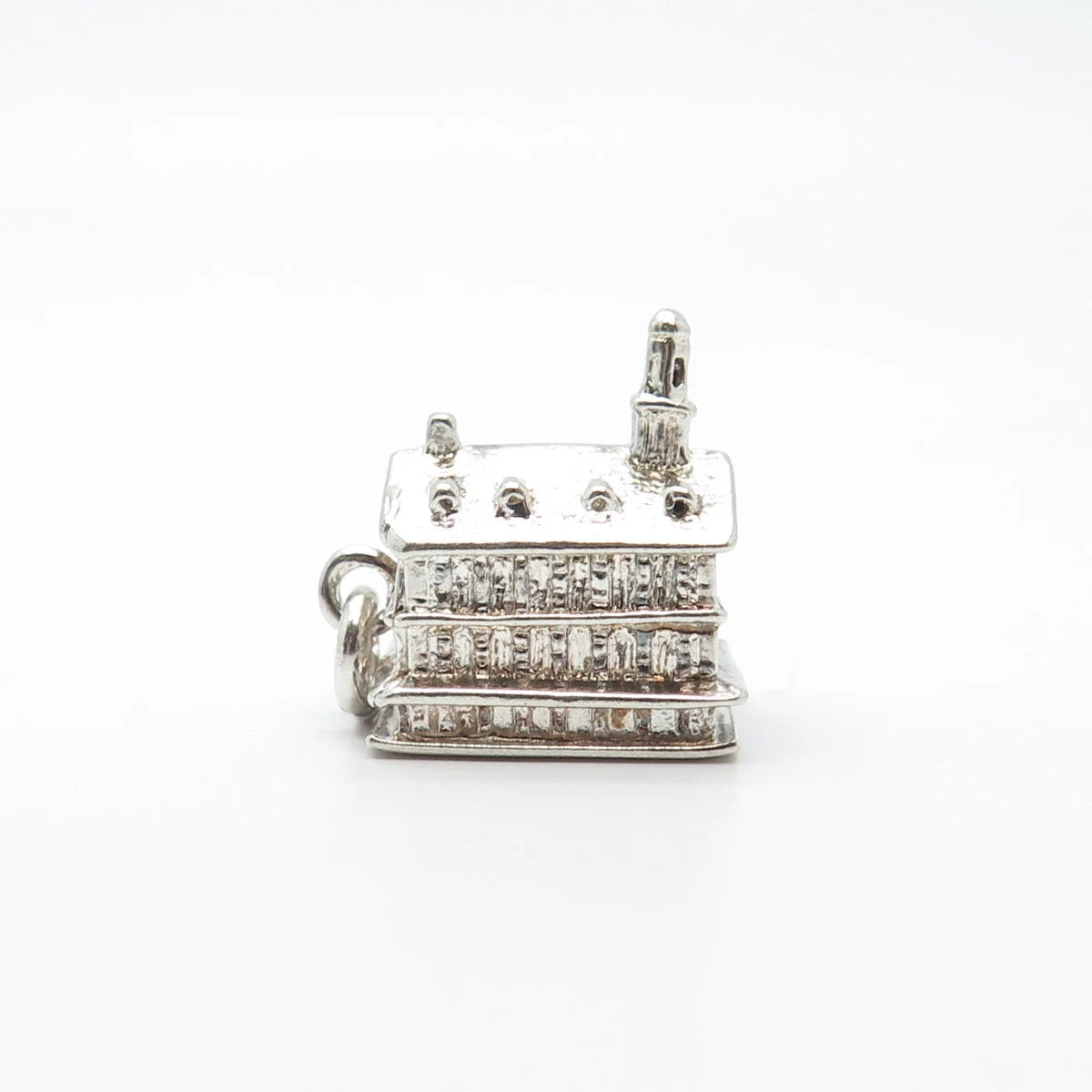 925 Sterling Silver Vintage US Federal Building Charm Pendant