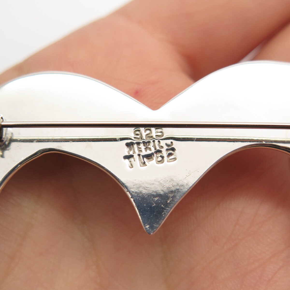 925 Sterling Silver Vintage Mexico Open Heart Pin Brooch