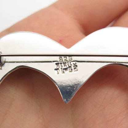 925 Sterling Silver Vintage Mexico Open Heart Pin Brooch