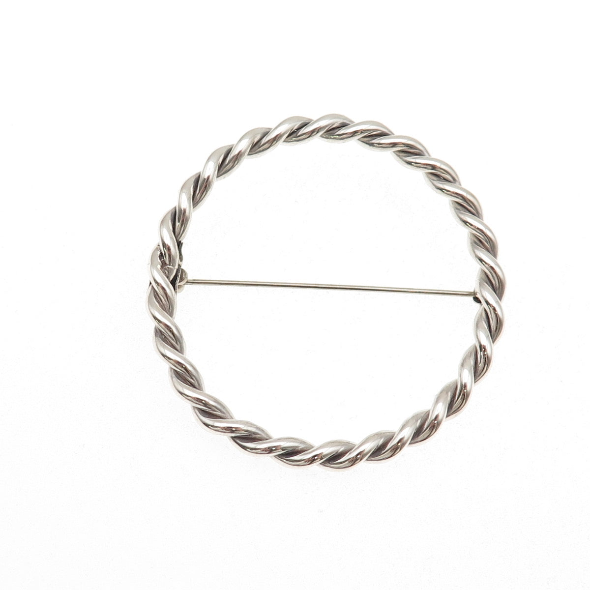 925 Sterling Silver Vintage Mexico Twisted Circle of Life Oxidized Pin Brooch