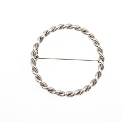 925 Sterling Silver Vintage Mexico Twisted Circle of Life Oxidized Pin Brooch