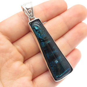 950 Silver Vintage Dichroic Glass Modernist Pendant