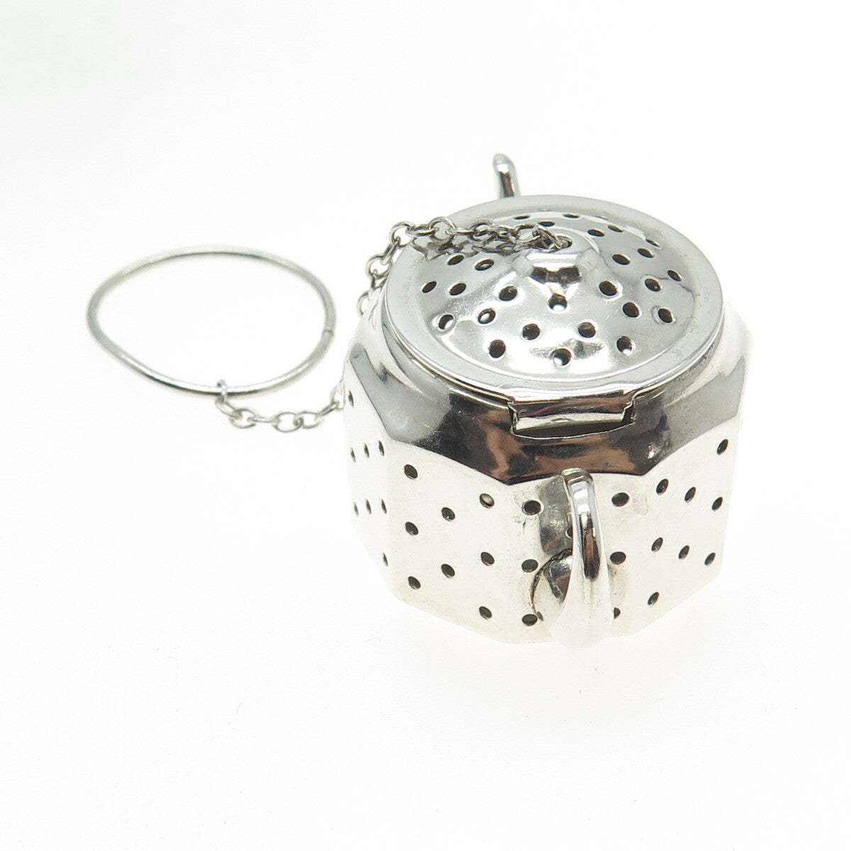 AMCRAFT Attleboro Mass 925 Sterling Silver Antique Teapot Tea Diffuser Strainer