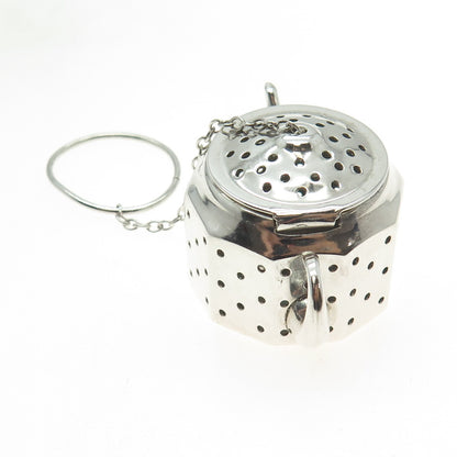 AMCRAFT Attleboro Mass 925 Sterling Silver Antique Teapot Tea Diffuser Strainer