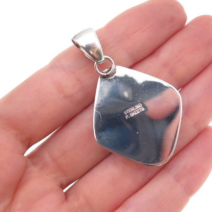 Peggy Skeets Navajo Old Pawn Sterling Silver Vintage Jasper & Turquoise Pendant